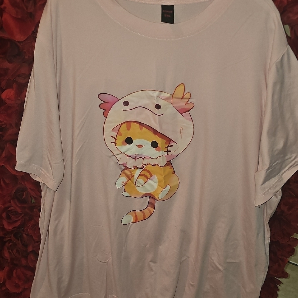 ROMWE Pastel Cat Graphic T-Shirt Size 2XL